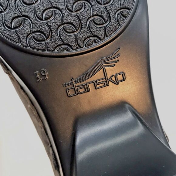 Dansko Tenley Gray Belted Slip-On Heels Women's 39 Nappa Leather Comfort Shoes - Picture 12 of 12